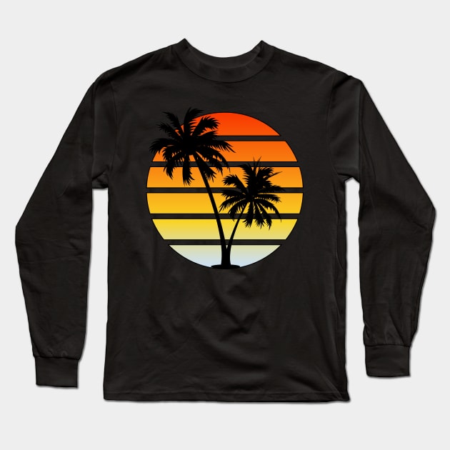 Orange sunset palm tree design Long Sleeve T-Shirt by Brobocop